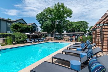 Shimmering swimming pool view